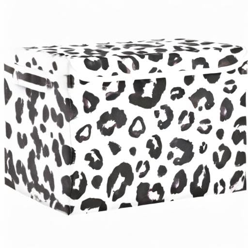 SUABO Leopard Print Cheetah Black White Storage Bin with Lid Large Oxford Cloth Storage Boxes Foldable Home Cube Baskets Closet Organizers for Nursery Bedroom Office