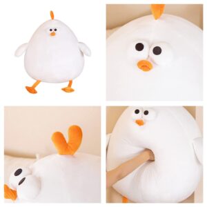 Funny Fat Chicken Plush Pillow 17.7" Cute Plush Chicken Pillow Super Soft Simulation Mother Hen Doll Chicken Plush Neck Pillow Chicken Stuffed Animal forKids' Plush Toy Pillows Festival Gifts (White)