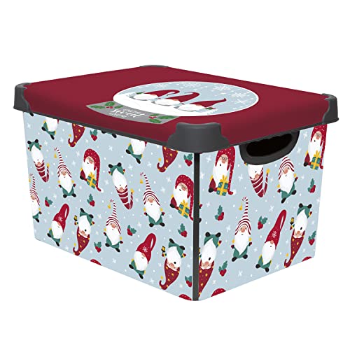 Simplify “Gnome Sweet Gnome Design Storage Bin | Christmas Tote | Holiday Décor Decorations Organizer | Lidded | Stackable | White