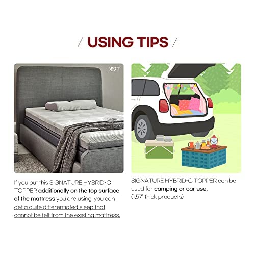 EVEZARY(KOR) Top Notch Memory Foam Mattress Topper–Relieve Back Pain,ergonomic,breathable,odor-free foam.Non-slip,rollable,washable cover. Compr test. CertiPUR-US certified for quality and durability.