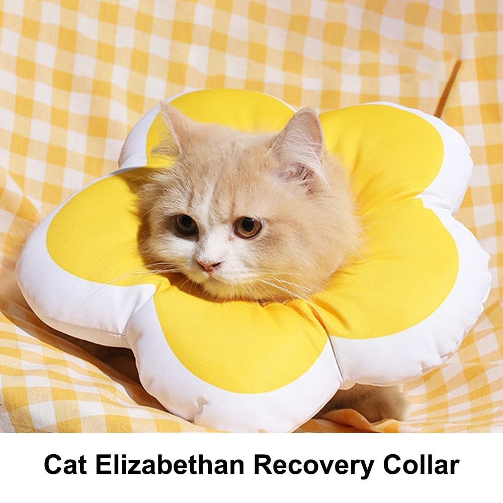 Cat Recovery Collar, Cute Waterproof Cat Neck Collar Anti Licking Elizabethan Collar for Cat Dog Surgery Bathing Trimming