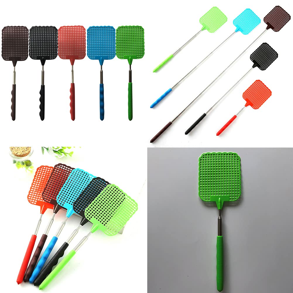 Magik 5-10 Pc Fly Swatters Extendable Durable Plastic Stainless Handle Bug Mosquito (5 Pack(1 Ea))