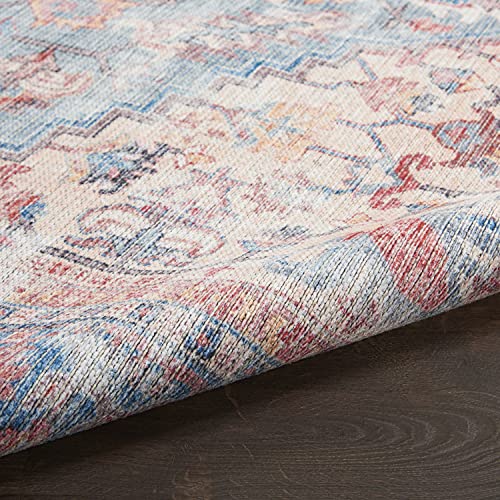 Nicole Curtis Machine Washable Series 1 Traditional Blue/Multi 6' x 9' Area -Rug, Easy -Cleaning, Non Shedding, Bed Room, Living Room, Dining Room, Kitchen (6x9)