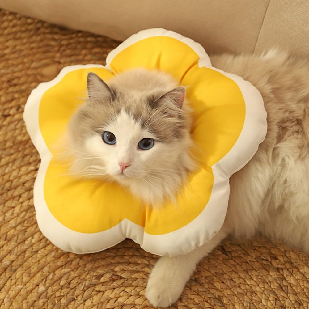 Cat Recovery Collar, Cute Waterproof Cat Neck Collar Anti Licking Elizabethan Collar for Cat Dog Surgery Bathing Trimming