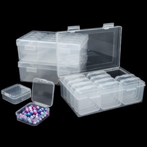 36 pcs small bead organizers with 3 pcs hinged lid rectangle clear craft case, mini plastic bead storage boxes containers for storage of small items, jewelry, diamonds, diy art craft accessory