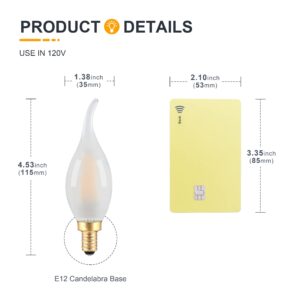 Frosted E12 Candelabra Bulb 25W Equivalent LED Chandelier Light Bulbs- 2W Dimmable E12 LED Bulb- 2700K Soft Warm- CA10 Flame Tip Candle Bulbs for Bedroom, Living/Dining Room, Wall Lantern- 3 Count