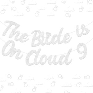 bride on cloud 9 decorations - on cloud 9 banner silver, bachelorette party decor glitter banner for engagement wedding decorations