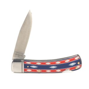 ARIAT 3" Red and Blue Southwestern Pattern Folding Knife