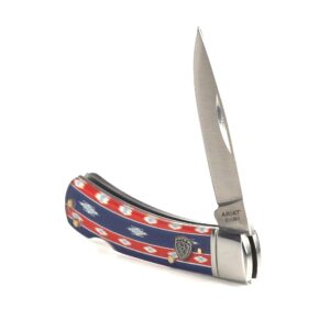 ARIAT 3" Red and Blue Southwestern Pattern Folding Knife