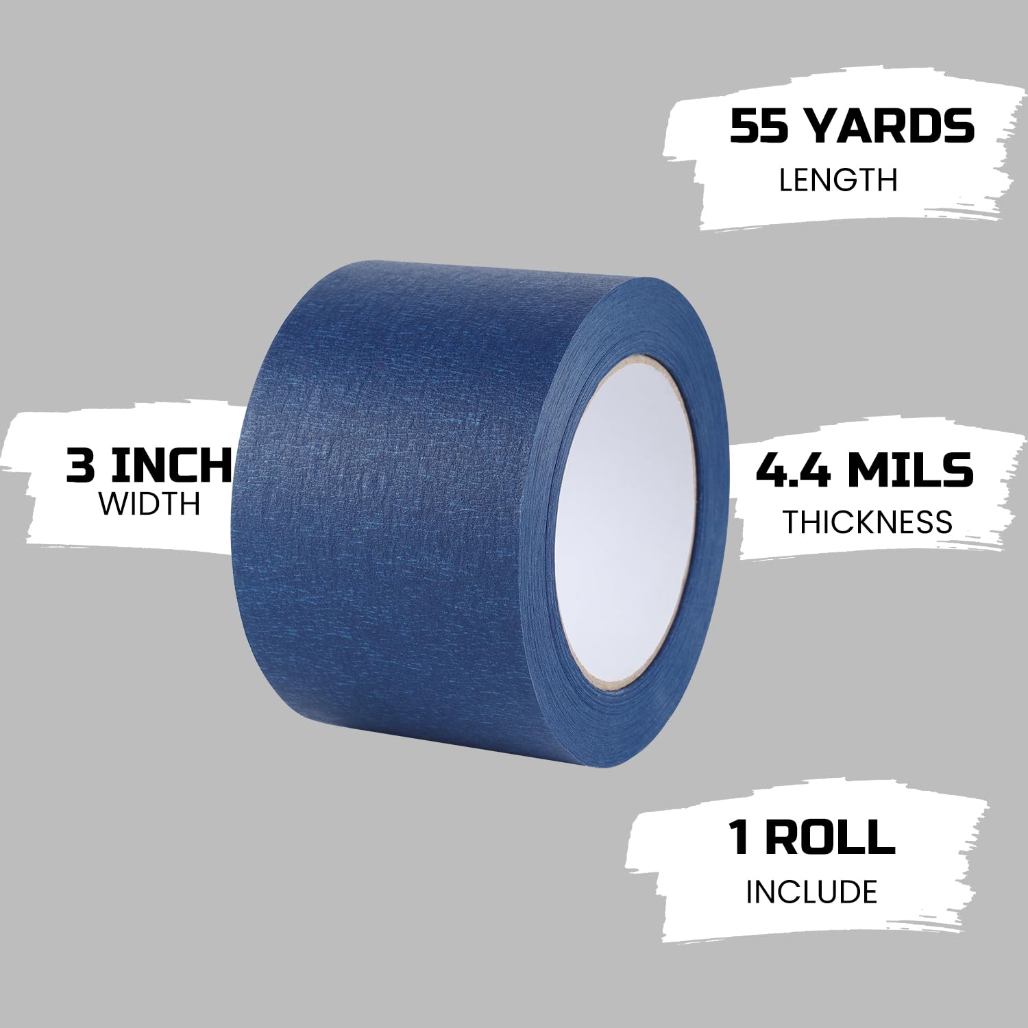 Lichamp Wide Masking Tape 3 inches, 1 Pack Blue Painters Tape Blue Masking Paper, 3 inches x 55 Yards x 1 Roll