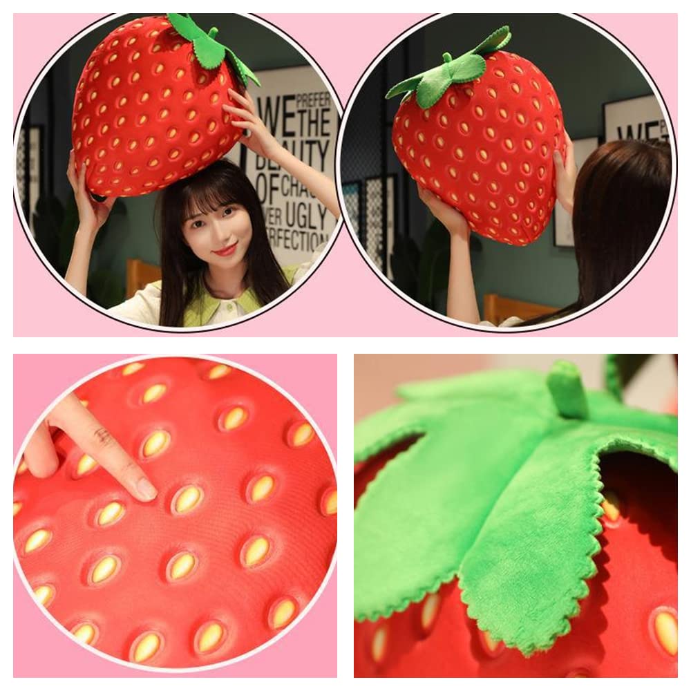 XIYUAN 20 inch Strawberry Pillow Fruit Children's Pillow Filled Strawberry Plush Pillow Super Soft Pillow Cushion for Boys and Girls Room Decoration Gift