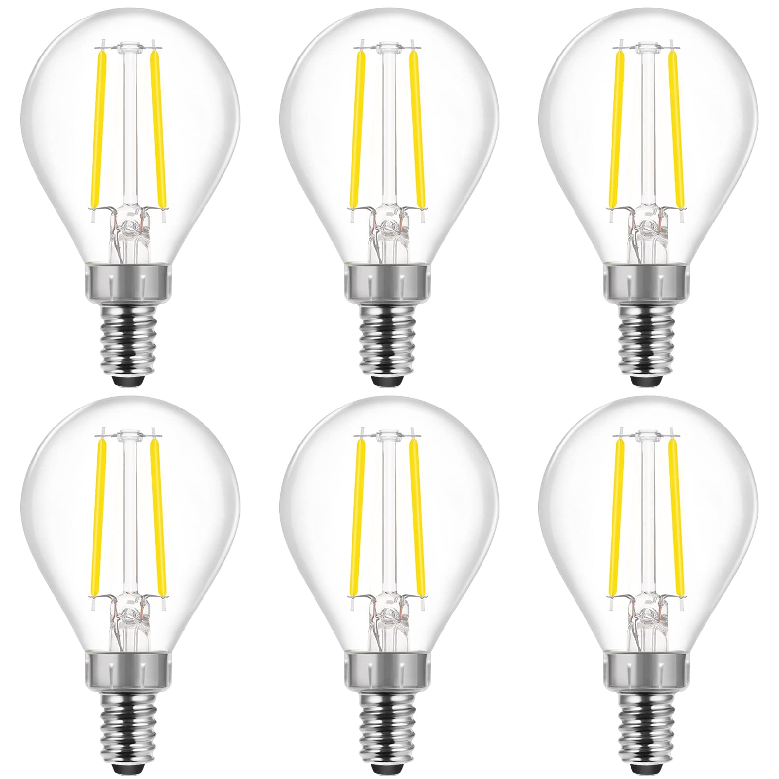 Energetic E12 Dimmable LED G16.5 Light Bulb 60 Watt Light Bulb 500 Lumens Candelabra Bulb for Chandeliers, Ceiling Fan, Vanity, Daylight 5000K Vintage Globe Light Bulb 6Pack