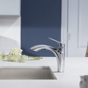 Kohler 30468-CP Rival Single Handle Pull-Out Kitchen, Laundry, Utility Sink Faucet, Polished Chrome, 1.5 gpm