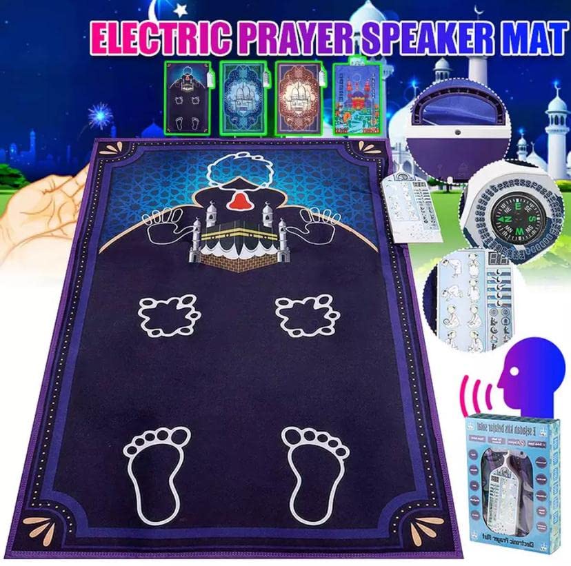 Electronic Adult/Children Educational Interactive Prayer Mat-Islamic, Smart Intelligent Muslim Prayer mat, Dark Blue