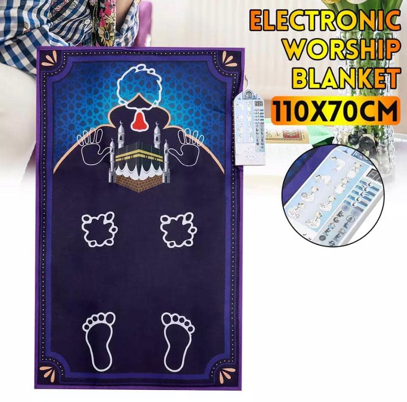 Electronic Adult/Children Educational Interactive Prayer Mat-Islamic, Smart Intelligent Muslim Prayer mat, Dark Blue