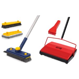 jehonn carpet floor sweeper manual with horsehair, tub tile scrub brush 3 in 1 shower brush