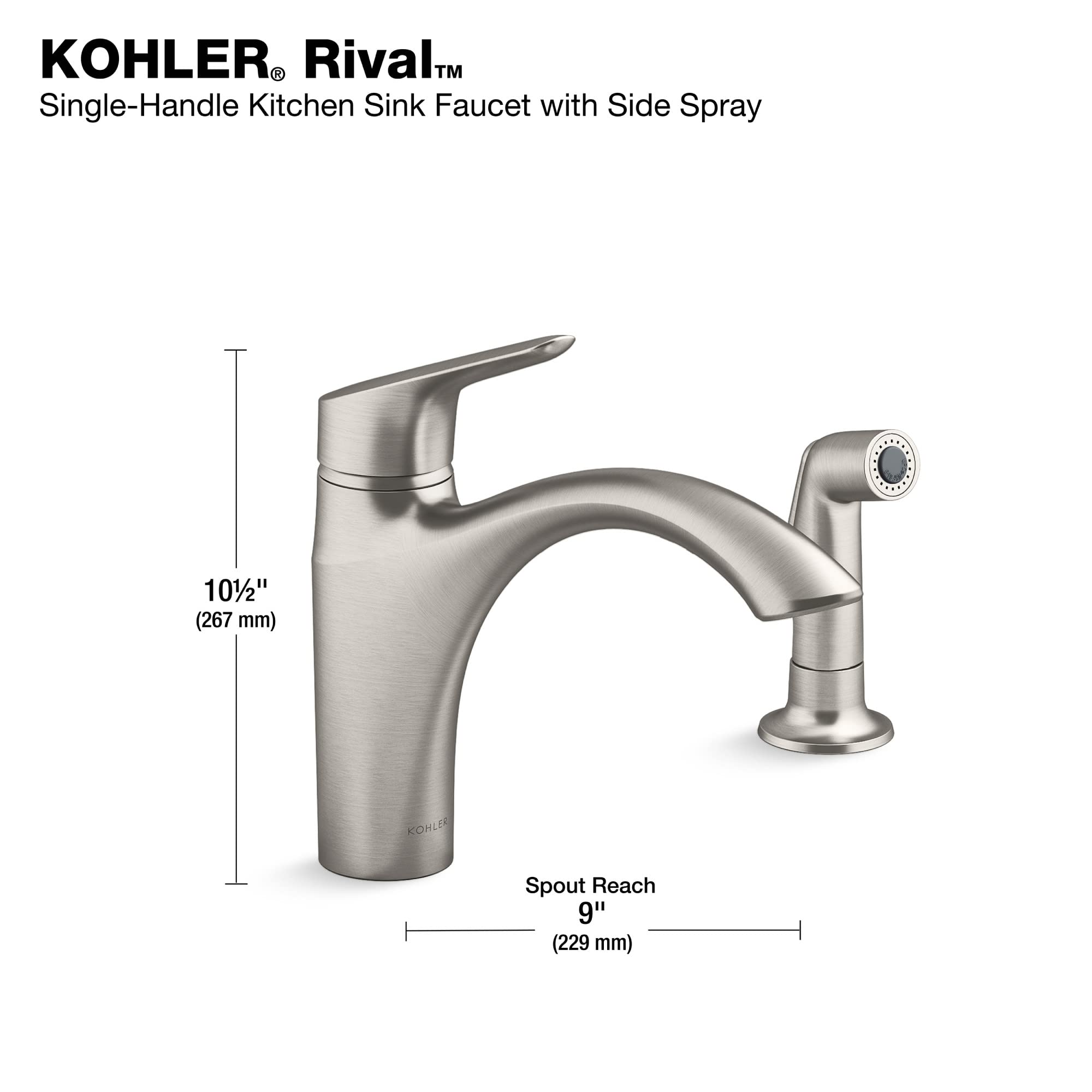 KOHLER RIVAL™ SWING SPOUT W/ SIDE SPRAY