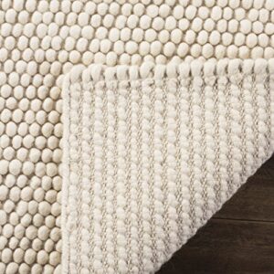 Safavieh Natura Collection Area Rug - 8' Square, Ivory, Handmade Wool, Ideal for High Traffic Areas in Living Room, Bedroom (NAT620A)