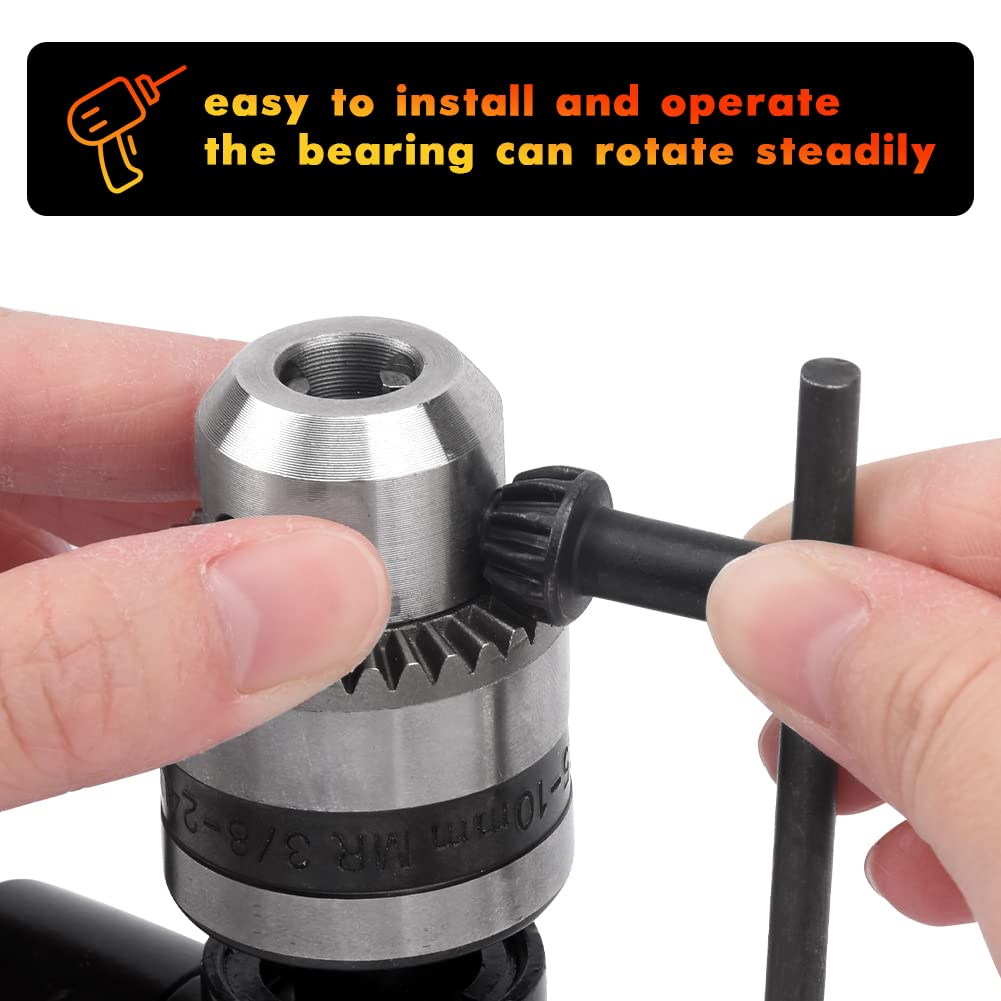 Right Angle Attachment 90 Degree Cordless Right Angle Drill Adapter Router Bit Extension Drilling Tool with 3/8" Keyed Chuck 8mm Hex Shank(Black)