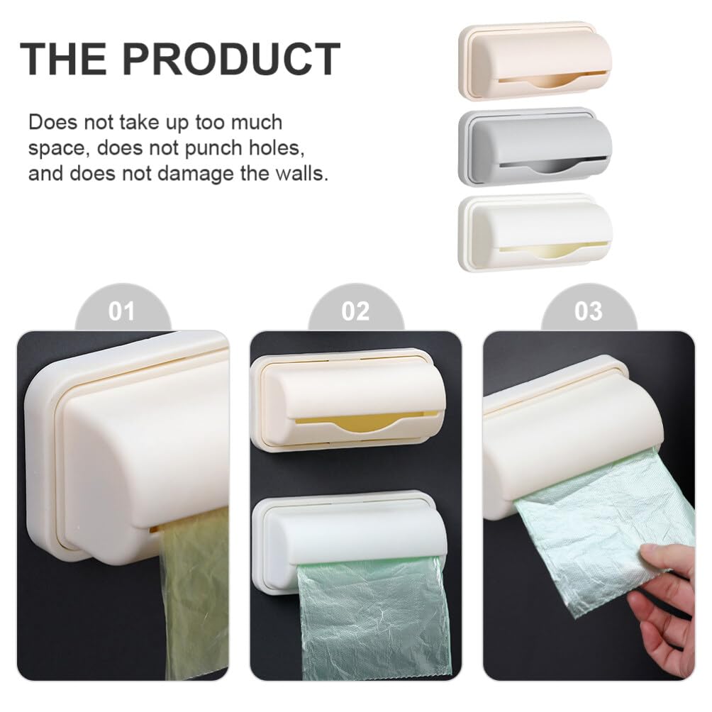 Garbage Bag Dispenser Roll Holder, Wall Mount Plastic Trash Bag Dispenser Single Side Loaded Organizer Storage Box Holder for Garbage Bag Grocery Bag Plastic Bag, 3pcs