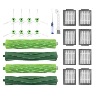 replacement parts for irobot roomba i7 i7+ i3 i3+ i4 i4+i6 i6+ i8 i8+/plus e5 e6-2 sets of multi-surface rubber brushes, 8 filters, 8 edge-sweeping brushes - efficient cleaning and maintenance