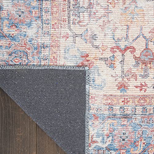 Nicole Curtis Machine Washable Series 1 Traditional Blue/Multi 6' x 9' Area -Rug, Easy -Cleaning, Non Shedding, Bed Room, Living Room, Dining Room, Kitchen (6x9)