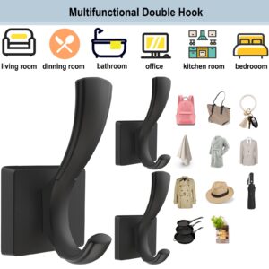 TOFIIGREM Black Wall Hooks Coat Hook, Towel Hooks Hand Towel Holder for Bathroom, Entryway Mudroom Hooks for Hanging Coat Key Robe Hat Backpack (8 Pack, Black)