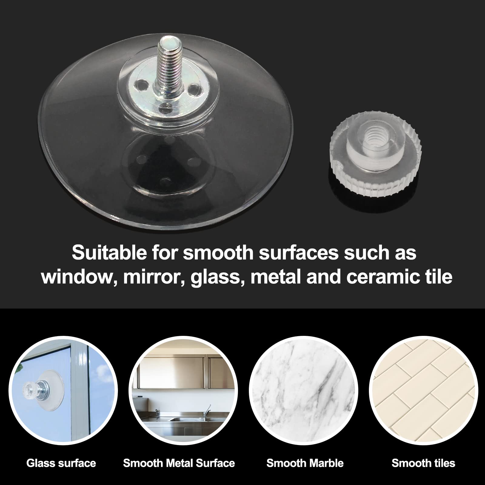 Piutouyar 41 mm/ 1.6 Inch Plastic Sucker Pad Holder, Round Strong Transparent Suction Pads, PVC Sucker with Screw Nut for Bathroom Wall, Window, Car Shade Cloth(6Pcs)