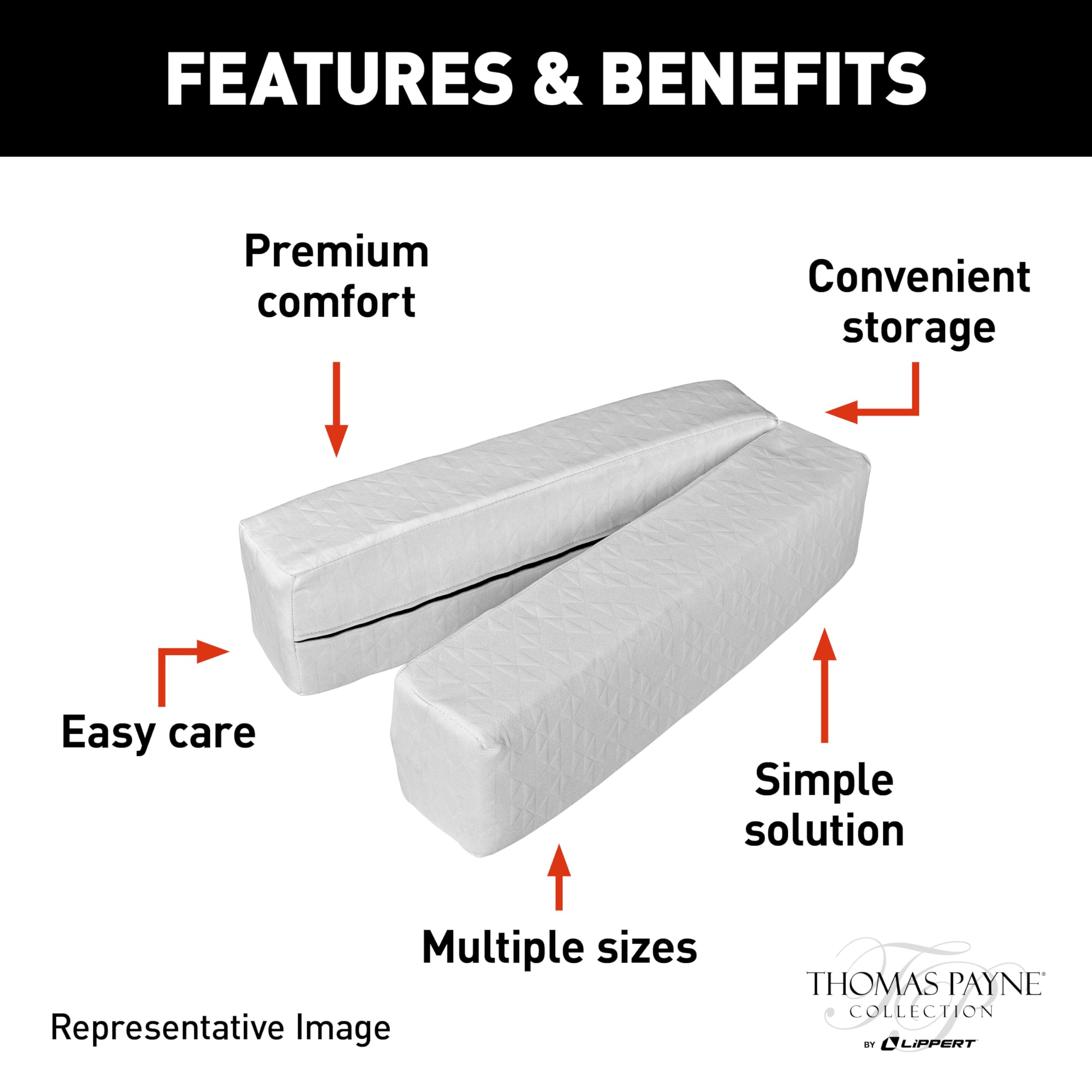 Thomas Payne 30" x 6" x 8" Short Queen RV Bed Extender for Full-Size Queen Conversion, Made from Polyurethane and Synthetic Fiber, Includes Fabric Hinge, Removable Zippered Cover - 2022323581