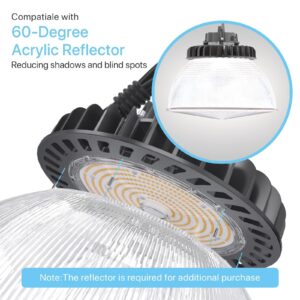 HYPERLITE 6 Packs Led High Bay Light 150W 21,000lm 5000K 1-10V Dimmable UL Listed US Hook 5' Cable Alternative to 650W MH/HPS for Gym Factory Warehouse