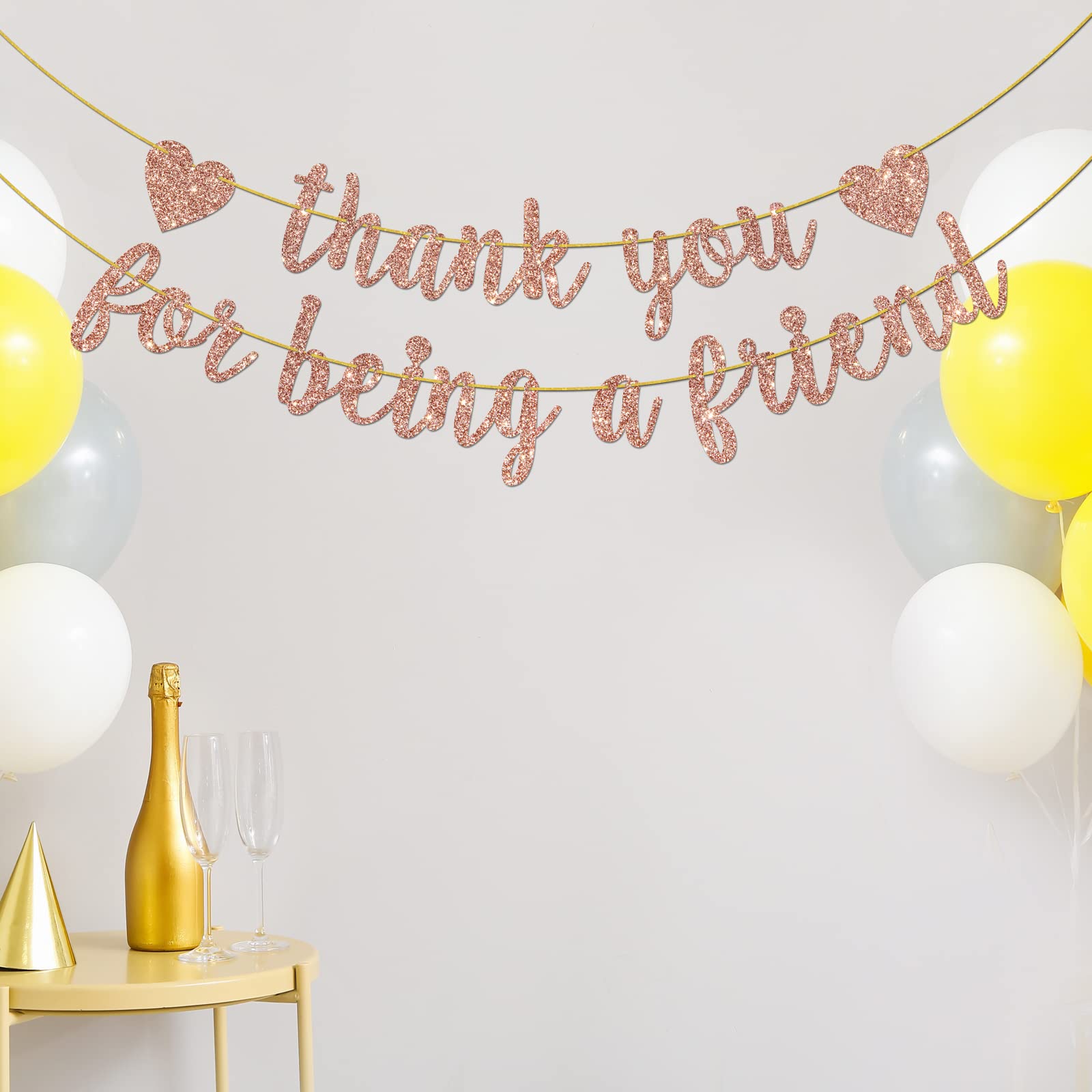 Helewilk Thank You for Being a Friend Banner, Girls Party Decorations, Thank You Party Banner, Friends Birthday/Anniversary/Graduation Party Hanging Decor Supplies