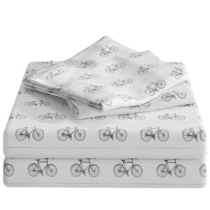 Kids Bikes Full 4 Piece Sheet Set - Boys, Girls, Teens, Toddler - Easy Fit, Deep Pockets - Breathable, Hotel Quality Bedding Sheets - Machine Washable - Wrinkle Free - Cute, Cozy & Soft - CGK Linens