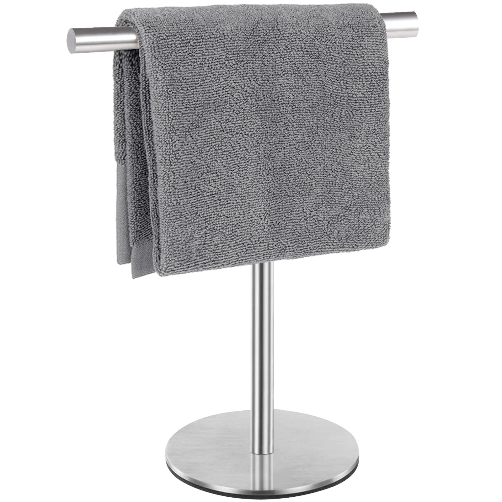 T-Shape Hand Towel Holder - Standing Hand Towel Rack for Bathroom or Kitchen Countertops, with SUS304 Stainless Steel Brushed Finish, Minimalist Style