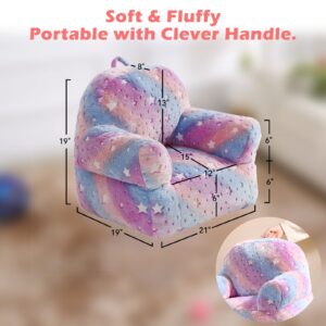 fond + found Toddler Chair, Glow in The Dark Kids Sofa Bean Bag Chair for Kids Children Couch Toddler Sofa Chair Mini Sofa Armrest Chair for Children, Lightweight Children Sofa Chair (Rainbow Pink)