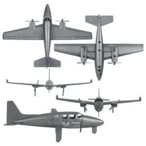 TimMee Prop Plane and Fighter Jet - 2pc Silver Gray Plastic Army Men Air Support