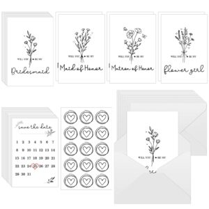 jutom 28 pcs funny bridesmaid proposal card set, include 8 will you be my bridesmaid, 2 will you be my maid of honor, 2 matron of honor, 2 flower girl and 14 envelopes for wedding bridal shower