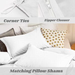 King Size 4 Piece Duvet Cover Set with Fitted sheet 18" Inch Deep pocket 100% Egyptian Cotton Bedding set 1000 Thread Count Luxury Satin Zipper Closure Soft Comforter Protector ( White )