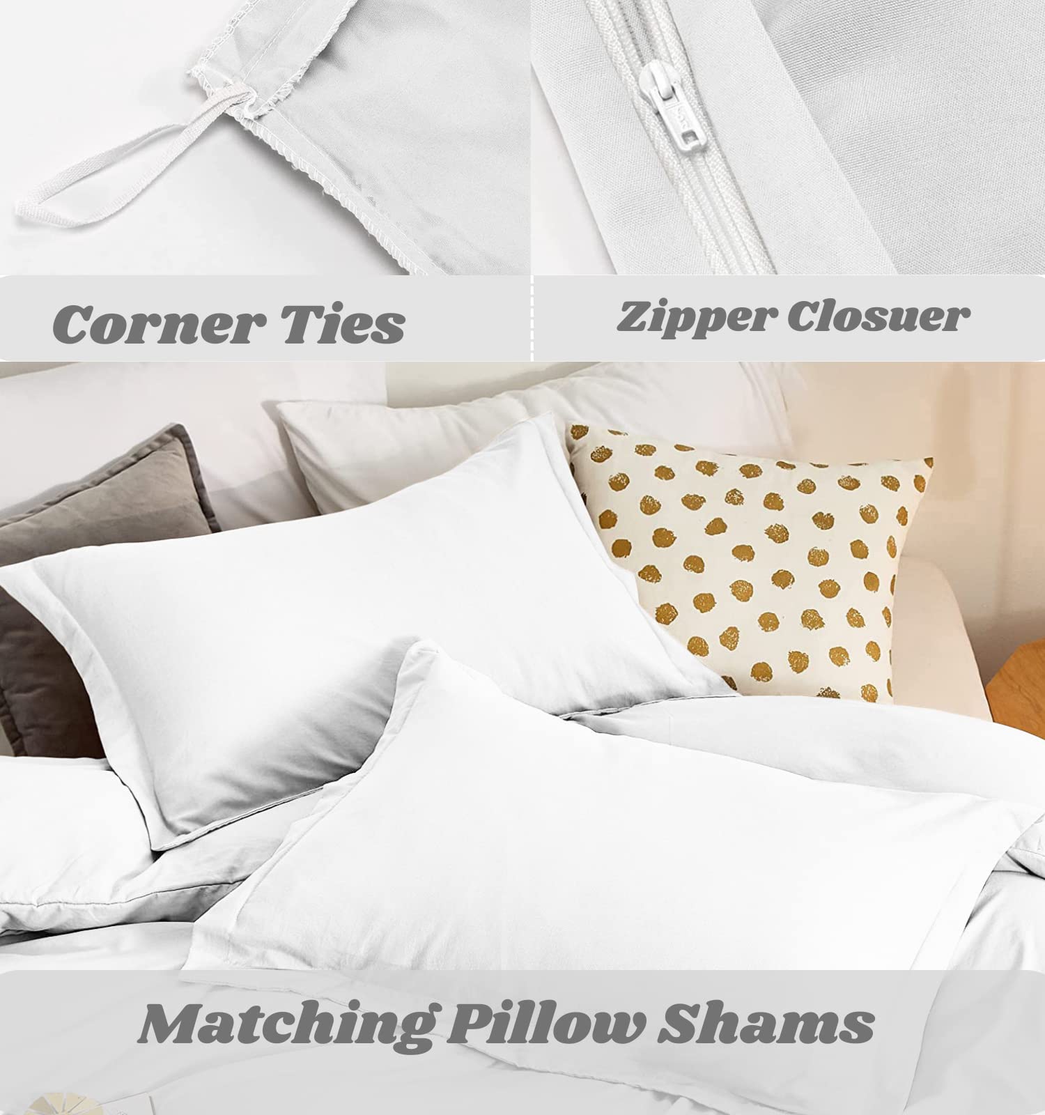 King Size 4 Piece Duvet Cover Set with Fitted sheet 18" Inch Deep pocket 100% Egyptian Cotton Bedding set 1000 Thread Count Luxury Satin Zipper Closure Soft Comforter Protector ( White )