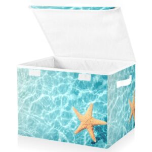 runningbear starfish summer beach large storage bins with lid collapsible storage bin cube storage bin fabric storage for boys girls toys