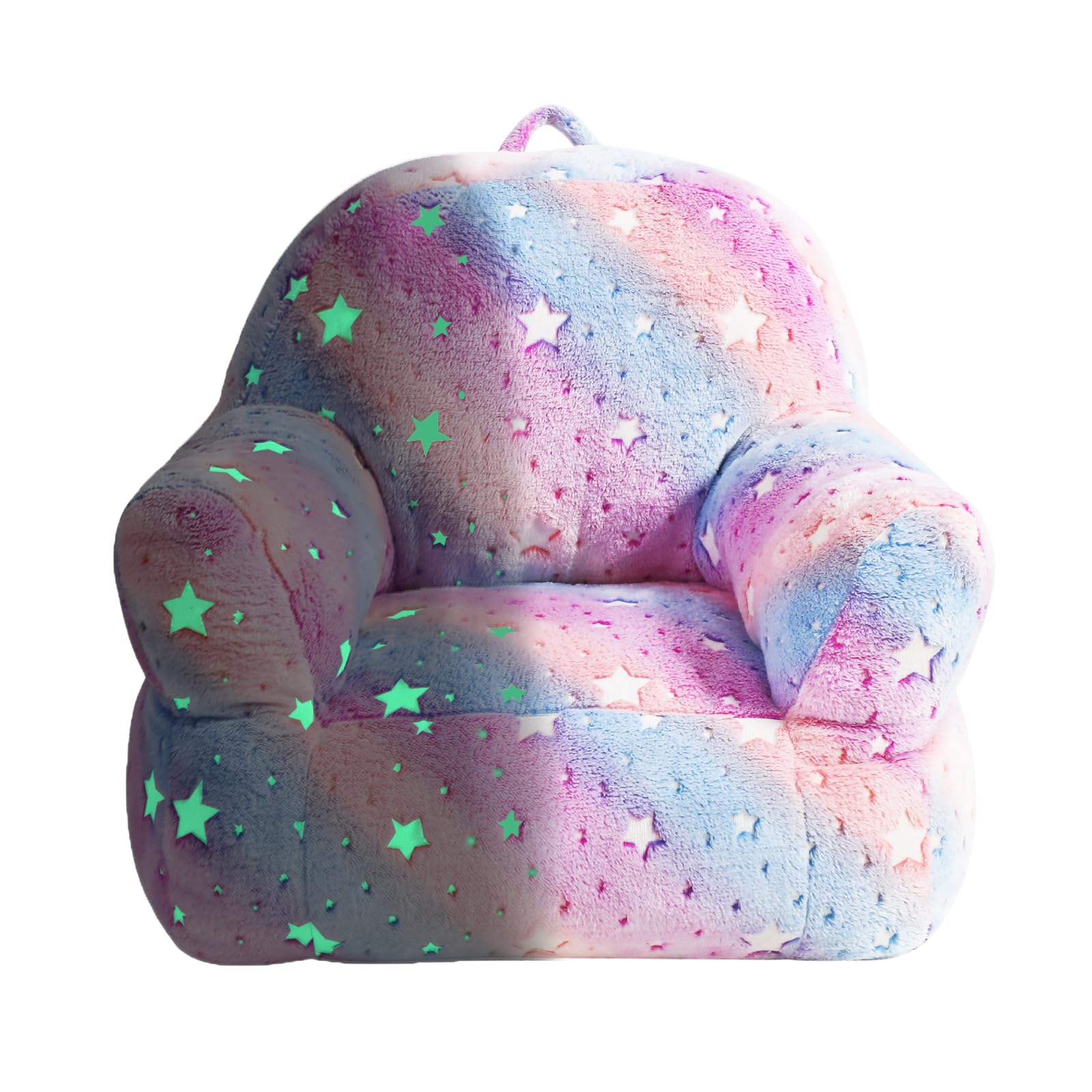 fond + found Toddler Chair, Glow in The Dark Kids Sofa Bean Bag Chair for Kids Children Couch Toddler Sofa Chair Mini Sofa Armrest Chair for Children, Lightweight Children Sofa Chair (Rainbow Pink)