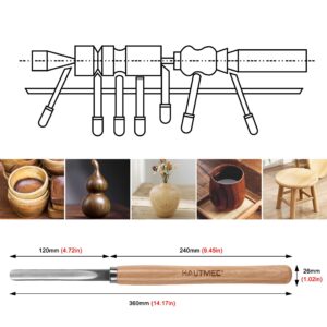 HAUTMEC Professional Wood Turning Chisel 8 pcs Set, Lathe Chisel Set with 2 Skew 1 Spear Point 1 Parting 1 Round Nose & 3 Gouge Tools for Beginners, Hobbyists and Professionals HT0237-WW