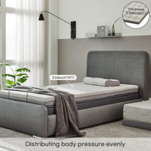 EVEZARY(KOR) Top Notch Memory Foam Mattress Topper–Relieve Back Pain,ergonomic,breathable,odor-free foam.Non-slip,rollable,washable cover. Compr test. CertiPUR-US certified for quality and durability.