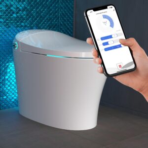 swan s-pro toilet - smart bidet one piece toilet for bathrooms warm water sprayer, heated seat, automatic flushing, led lights, auto open & close, air dryer| luxury smart toilet | app enabled |