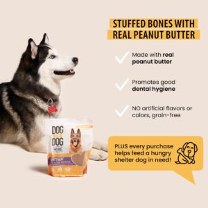 Peanut Butter Filled Dogs Bones - Stuffed Dog Bones for Small Dogs | Peanut Butter Filled Bones for Dogs Made with All Natural Ingredients | Healthy Dog Treats | Made in The USA | 14-15 Bones