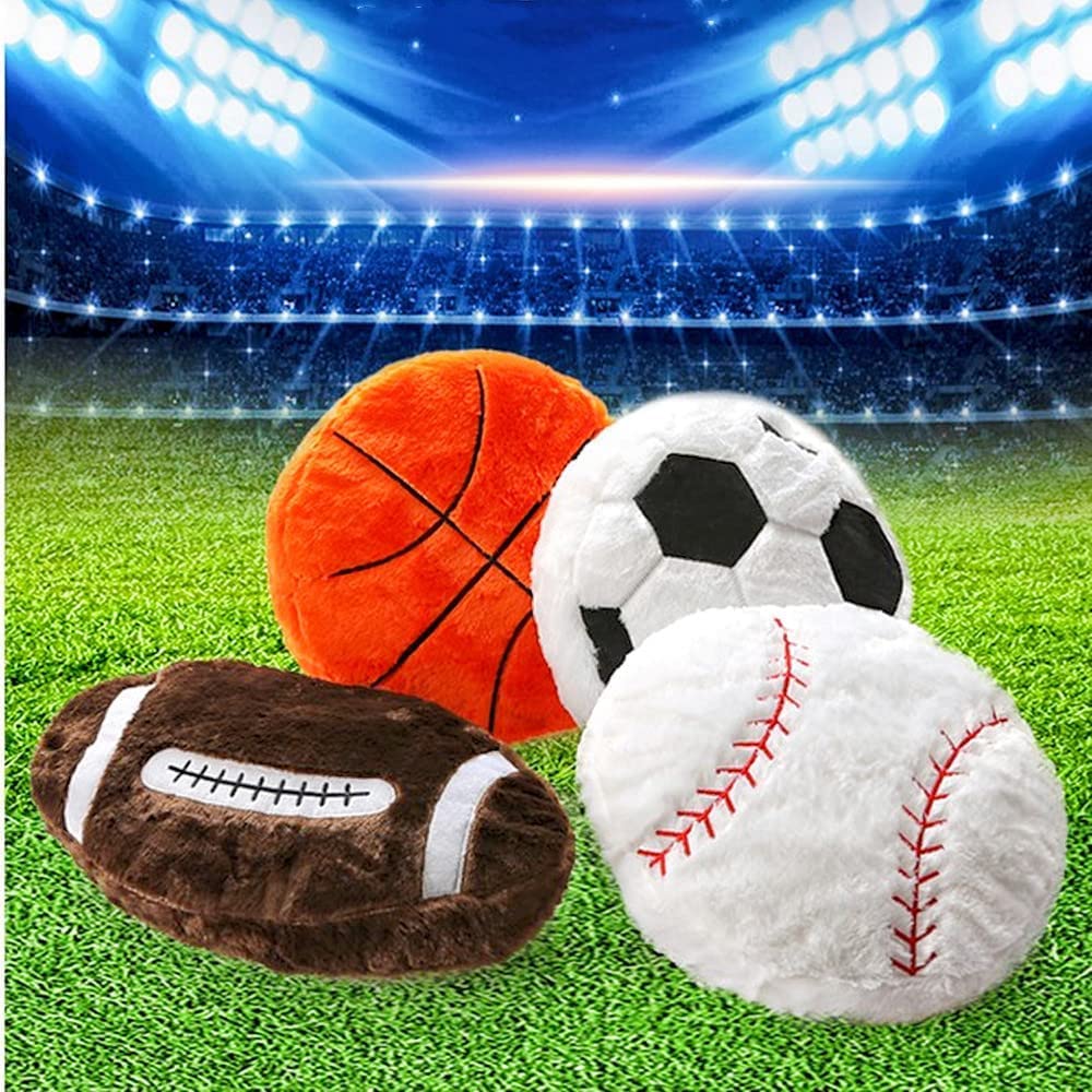 XIYUAN 2Pack 13.8" Football Throw Pillow Plush Soccer Pillow Filled Sports Balls Toy Soft and Durable Soccer Basketball Sports Throw Pillow Cushion Sleep Travel Pillow Sports Toy Gift (Football)