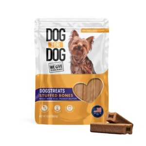 peanut butter filled dogs bones - stuffed dog bones for small dogs | peanut butter filled bones for dogs made with all natural ingredients | healthy dog treats | made in the usa | 14-15 bones