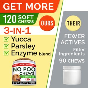 No Poo + Pumpkin for Dogs Bundle - Coprophagia Stool Eating Deterrent + Upset Stomach - Probiotics&Digestive Enzymes + Pure Pumpkin Powder - Stop Eating Poop + Digestion - 120ct + 8.1oz - Made in USA