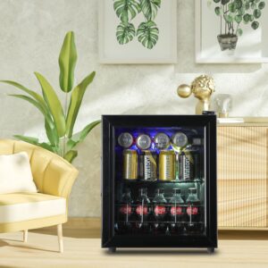 KRIB BLING Beverage Refrigerator and Cooler for 80 Cans, Mini Refrigerator with Wire Adjustable Shelving, Small Drink Dispenser Machine for Soda, Water, Beer, Wine for Dorm, Office, Bar