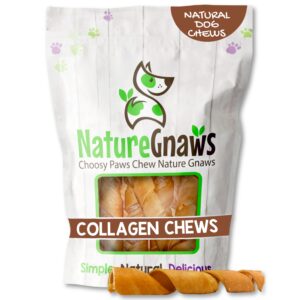 nature gnaws collagen springs for dogs (10 count) - long lasting for small and medium dogs - natural beef hide dog chew bones