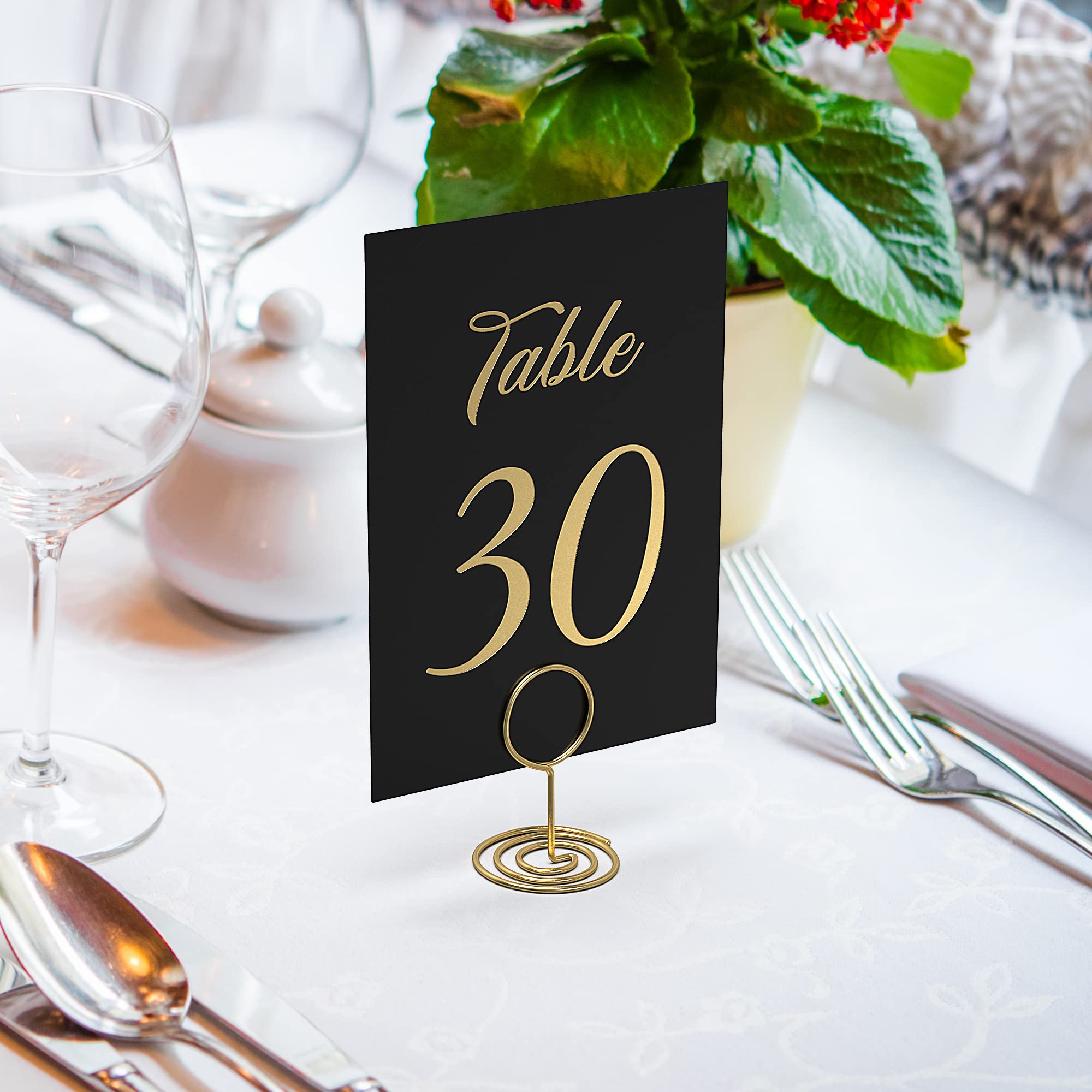 Black Wedding Table Numbers 1-30 with Gold Foil Letters - Table Number Cards 4x6 with Head & Gift Table - Wedding Numbers for Tables Card Stock Wedding Table Numbers for Tables - Wedding Reception